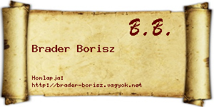 Brader Borisz névjegykártya
